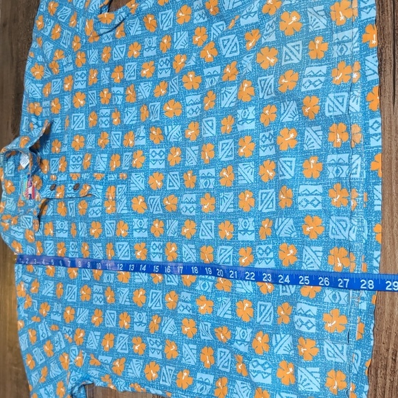 Joe Kealoha by Reyn Spooner Floral Pop Over Tunic Size Small In Blue & Orange - Picture 8 of 8